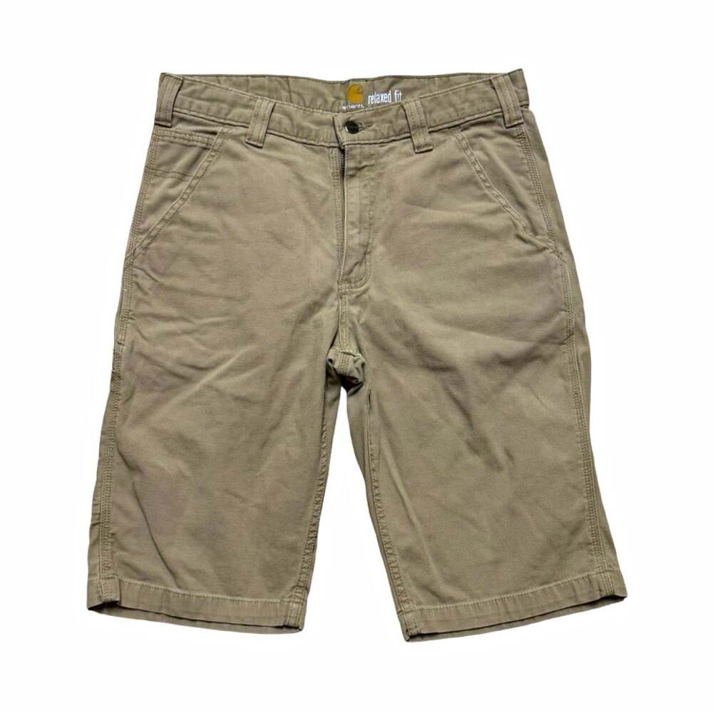 Carhartt Relaxed Fit Beige Canvas Cargo Shorts Cotton Stretch Men’s 11” Inseam